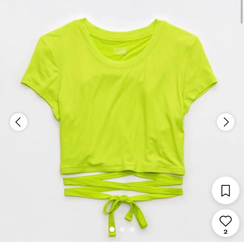 Aerie Women's Yellow/Green Wrap-Around Crop-top | Size: XS